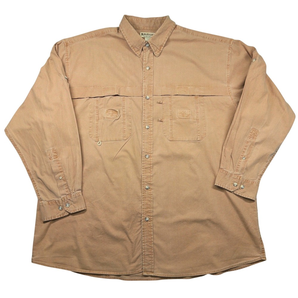 Magellan Sportswear Shirt Mens XXXL Brown Long Sleeve Fishing Utility Vented